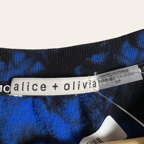Alice + Olivia Ansley Blue Black Tie Dye Crewneck Pullover Sweater Size S - Picture 4 of 9